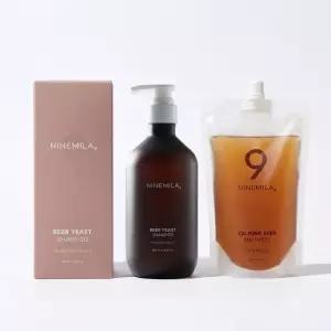 [세트] 나인밀라 카밍비어 (맥주효모) 탈모샴푸 시트러스 자몽향 500ml + 리필 500ml