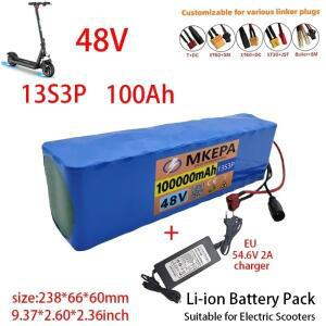 13S3P 48V 100Ah 전기 스쿠터 배터리 팩 18650 리튬 이온 1000w 전자 자전거 변환 키트 BMS