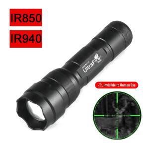 UltraFire 502IR IR 850940nm 적외선 후레쉬 야간 투시경 조명 서치라이트 사냥용 투명 빛 18650