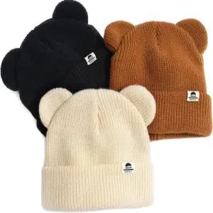 FURTALK 베어 귀가 달린 아기 비니 따뜻한 니트 겨울 모자 부드러운 프리미엄 아크릴 원단 피부에