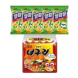 농심 얼큰한너구리 120g, 5입(멀티), 1개 + 양파링 80g, 5개