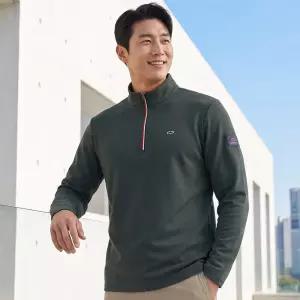 센터폴 남성 봄가을 부드러운 약기모 사방스판 하프집업 긴팔 티셔츠