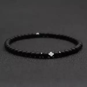 새로운 남자 팔찌 작은 돌 4mm Braclet 천연 적철광 크로스 Braslet 쌀 구슬 Brazalete Homme 친구 선물