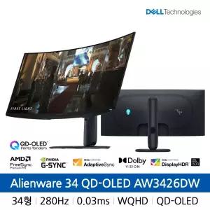 예판 입고대기중 Dell 게이밍 AW3426DW QD-OLED Pandem 280Hz 0.03ms 커브드 모니터 기울기 높이 틸트 회전