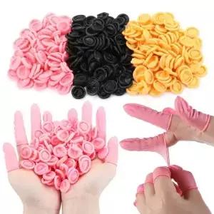 100/300PCS 정전기 방지 일회용 네일 아트 도구 고무 장갑 손가락 끝 보호대 침대 커버