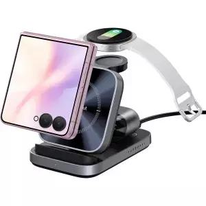Z Flip 8용 무선 충전기 Galaxy Watch 9용 3-in-1 충전 스테이션 8/7/7 FE/6/5/4용 9/8/7/6/5용 접이식