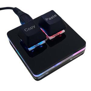 BTXETUEL 매크로 또는 리듬 게임용 2키 키보드 SAYO OSU 키패드 핫스왑 원핸드 기계식 게이밍 체리 스위치 RGB 백라이트 미니 USB 복사 및 붙여넣기