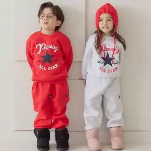 아동 유아 남아 여아 겨울 기모 맨투맨 셋업 상하복 스타 상하세트