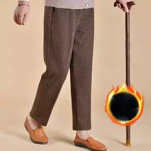 에쥬아 중년여성 일자핏 기모 바지 허리밴딩 겨울 슬랙스