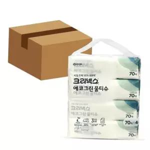 알코올프리물티슈 크리넥스 에코그린 저자극 생분해 물티슈 24개입 민감피부 무향 70매