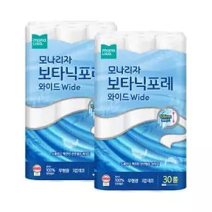 모나리자 보타닉포레 와이드 30M 30롤 2개 천연펄프 피부저자극 롤화장지