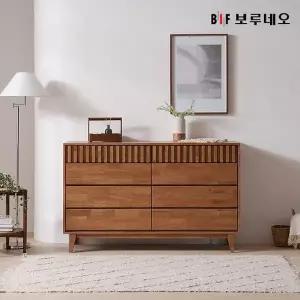앳홈 몽베르 러버우드 원목 4단 1200 와이드 서랍장(돌체 손잡이)