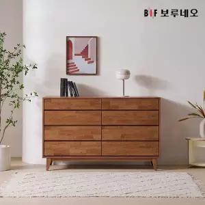 앳홈 몽베르 러버우드 원목 4단 1200 와이드 서랍장(핸드리스)