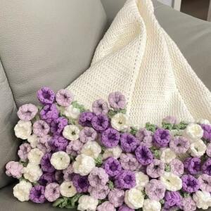수제 DIY 뜨개질 실 재료 키트 말차 장미 꽃다발 담요 종꽃 여자친구 선물