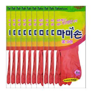 마미손 고무장갑 기모 대 10개묶음 / 김장용 / 겨울용