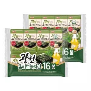 [삼육김본사] 들기름으로 구운 광천김 도시락김 4g*32봉, 16봉 2개입