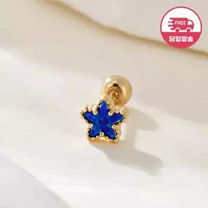[비앤비골드] 당일발송 14K 블루 오로라 불가사리 피어싱 한쪽 JAE41836