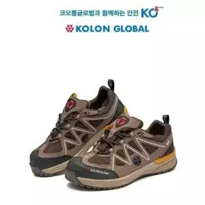 코오롱 안전화 미끄럼방지 측면에어홀 F-402 브라운 작업화 현장화 경량화 작업장신발