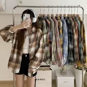 가을 루즈핏 데일리 체크 남방 셔츠 모던 긴팔 여성 외투 환절기