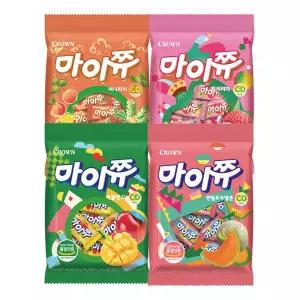 크라운 마이쮸 핑크리치 100g+애플망고 100g+캔털루프멜론100g+써니피치 100g(총4개)