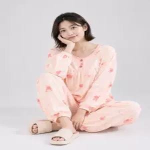 여성 피치기모 잠옷세트 상하의 귀여운 캐릭터 잠옷 가을 겨울 9부 주머니
