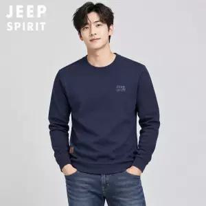 JEEP SPIRIT 남성 봄가을 순면 라운드넥 긴팔티 루즈핏 데일리 티셔츠