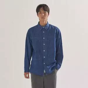 [팔랩] 남여공용 포켓 포인트 오버핏 시그니처 데님 셔츠_PL24S3SH028_IND