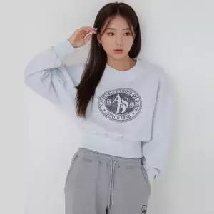 [어썸스튜디오] 여성 서클 심볼 크롭 스 셔츠_ASBTSL019