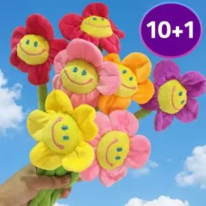 (10+1) 스마일 인형 꽃 한송이 조화 어린이집 유치원 졸업 생일 축하 꽃다발 선물