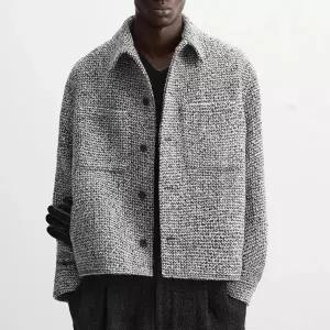 ZARA 자라 스트럭처 체크 도트패턴 오버셔츠 자켓 Z1281