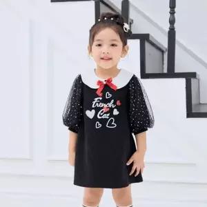 [갤러리아] 프렌치캣 여아 가을 데일리 배색샤원피스 블랙 Q54DAO020
