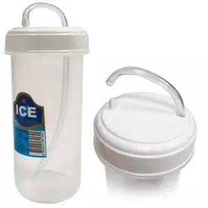 덕신 빨대컵(300ml)병원물컵 빨대물병 환자용 PP빨대