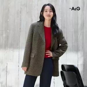더엣지 26FW 울블렌드 체크 보이핏 패딩코트