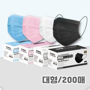 [200매] 착한숨 일회용 덴탈 마스크 대형 블랙 3중 MB필터