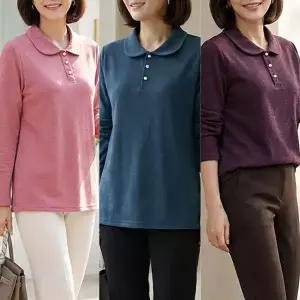 [엄마옷 로즈맘] 카라진주반오픈티셔츠/겨울 50대60대 생신선물 겨울옷 엄마티셔츠 할머니옷