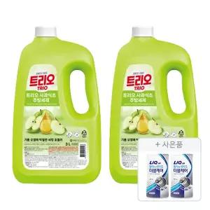 트리오 사과식초 주방세제 3L, 2개 + 증정(리큐 액체세제 300ml, 2개)