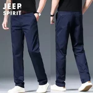 JEEP SPIRIT 가을 단색 코튼 루즈 미드웨스트 레저 남성 바지