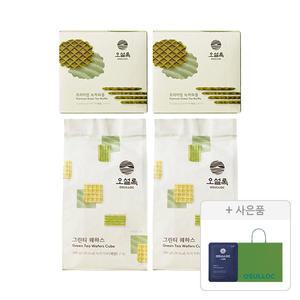오설록 그린티웨하스 100g, 2개+프리미엄녹차와플 72g, 2개+증정(달빛걷기 파우치 1입, 1개+러닝 쇼핑백(소), 1개)