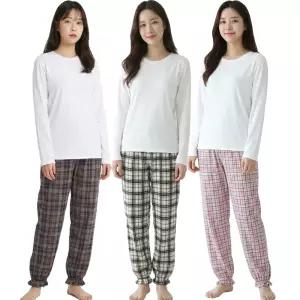 체크 극세사 잠옷바지 여성 기모 수면바지 여자 파자마 홈웨어 하의