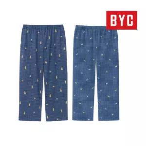BYC 남성 40수 순면 체크 바지 파자마 9부 하의 홈웨어 1매입 3014