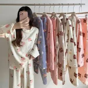 홈웨어 극세사 극세사파자마세트 수면바지 파자마 잠옷 피치곰돌이수면잠옷세트