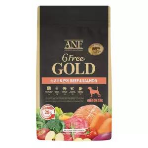 ANF 식스프리 골드 강아지 사료 소고기와 연어 7.2kg (3.6kg 2개)