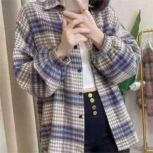 여성 오버핏 남방 루즈핏 자켓형 박시핏 여성 체크 셔츠 데일리 가을 겨울 오버사이즈 레이어드 도톰한