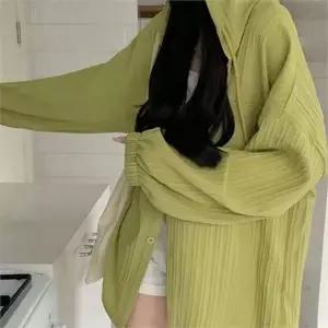 여성 루즈핏 셔츠 플리츠 시스루 캐주얼 여성 후드 롱 셔츠 오버핏 간절기 블라우스 아우터 휴양지 카디건