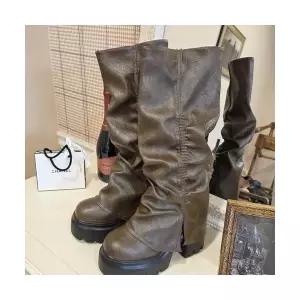 FC2004 여성 롱부츠 합피 통굽 하이힐 10.5cm 주름디테일