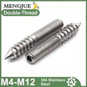 304 스테인리스 스틸 육각 소켓 행거 볼트 이중 엔드 셀프 태핑 나사산 스터드 나사 뾰족한 팁 M4 M5 M6 M8