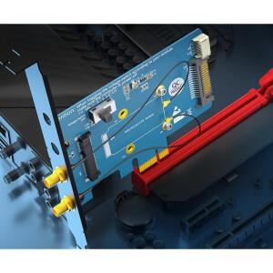 미니PCIe 어댑터3G 4G 5G LTE WiFi 모듈 지원을 위한 2개의 안테나가 있는 미니 PCI E-PCI E 어댑터 카드 X