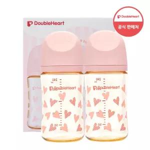 더블하트 PPSU 젖병 스윗러브 밀키 핑크 240ml 트윈팩 노꼭지