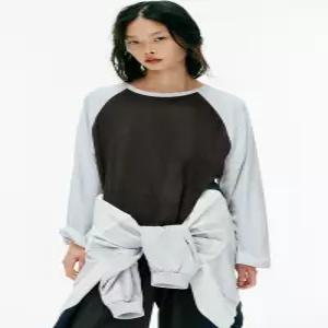 ZARA 자라 컴비네이션 래글런 티셔츠 콜 그레이 0858 788 807