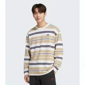 아디다스 MUST IT_ 90s 얼터너티브 스포츠 롱 슬리브 스트라이프 와플 티 베이지 화이트 KS6849